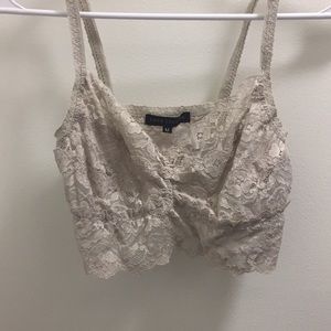 cute nude lace crop top